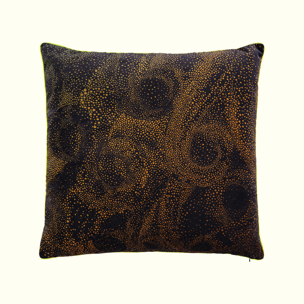 Aurora navy and gold cushion in cotton velvet 46 cm by GvE&Co (Georgina von Etzdorf)