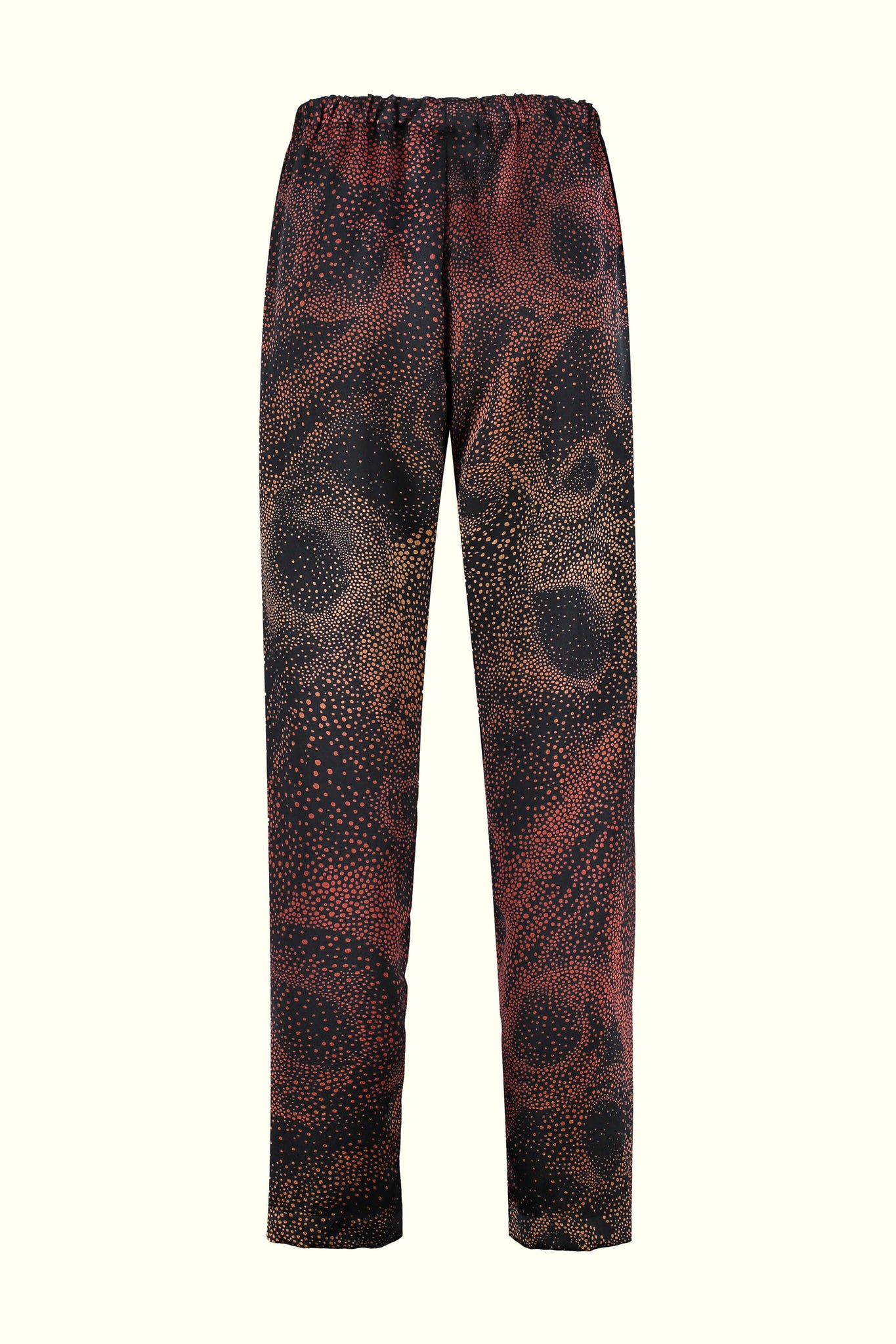 Aurora Black and Red textile design Pyjamas trousers Pearl Satin Silk - by GvE&Co (Georgina von Etzdorf and co)