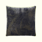 Aurora navy and gold in silk velvet design silk velvet cushion with yellow piping 46 cm - GvE&Co
