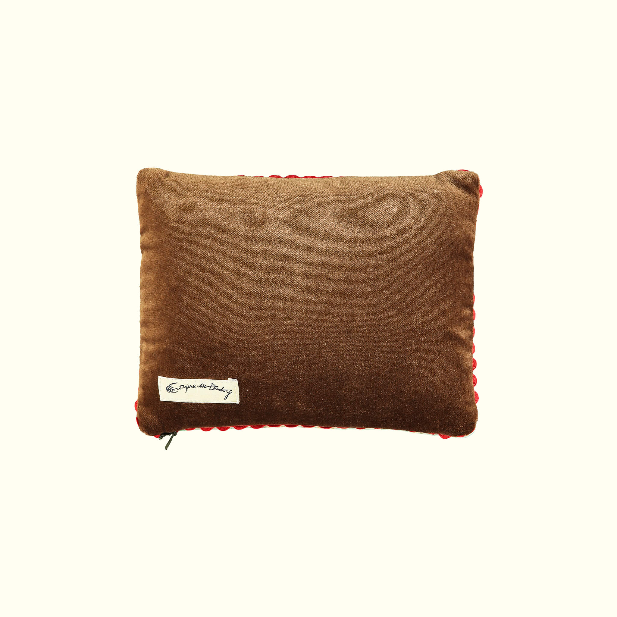 Ranunculus mint ochre in cotton velvet travel pillow - GvE&Co