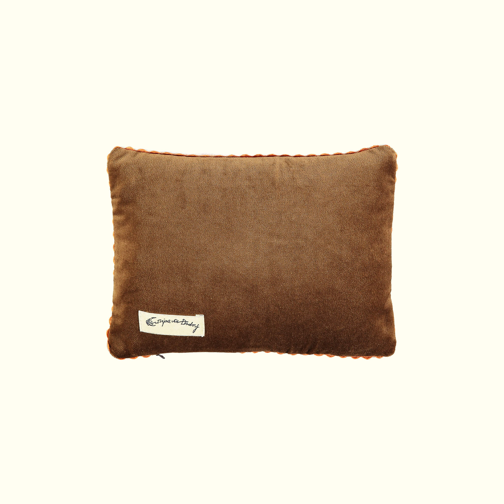 Ranunculus mint ochre in silk velvet travel cushion - GvE&Co