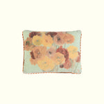 Ranunculus mint ochre in silk velvet travel cushion - GvE&Co