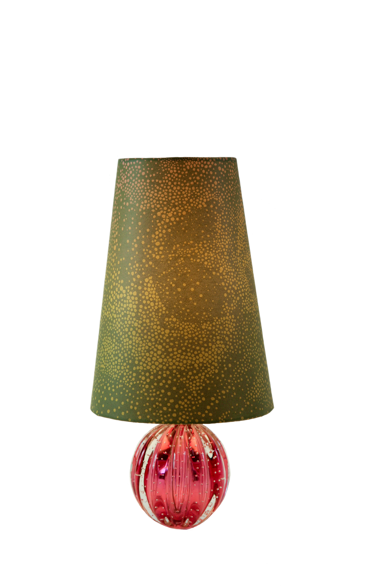 Aurora olive pink paper cone large lampshade with lamp stand (not for sale) by GvE&Co