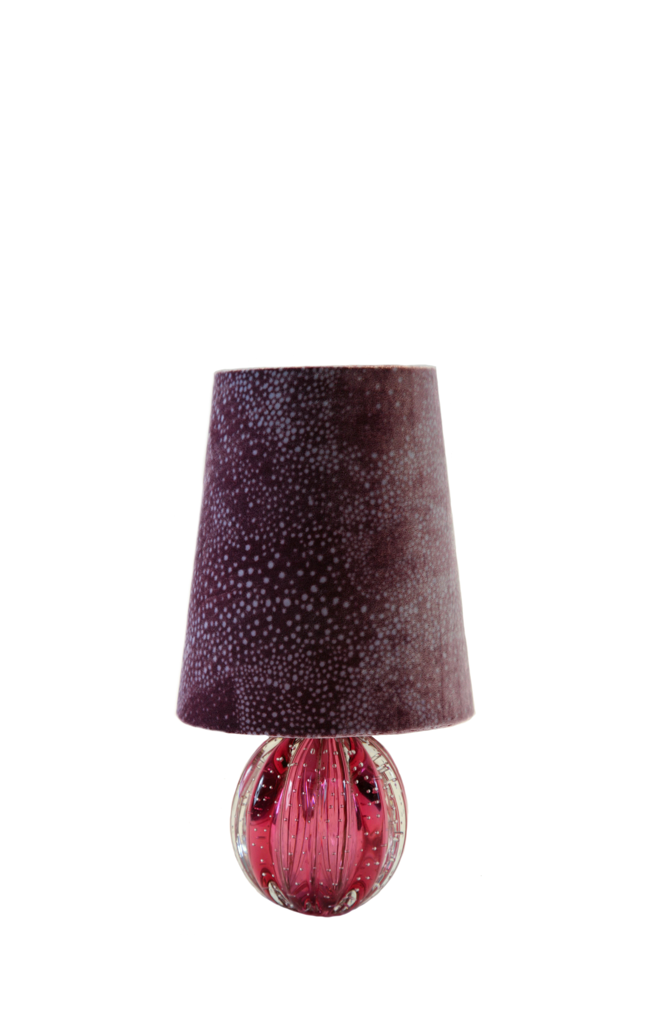 Aurora oxblood design silk velvet small cone lampshade with lamp stand (not for sale) - GvE&Co